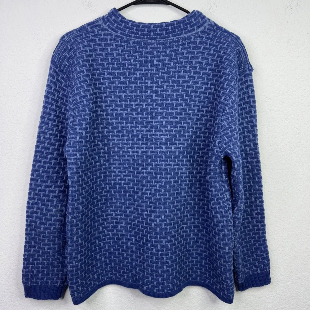 McConnell Sweater Mens L Blue Irish Merino Wool Brick Made in Ireland Grandpa‎
